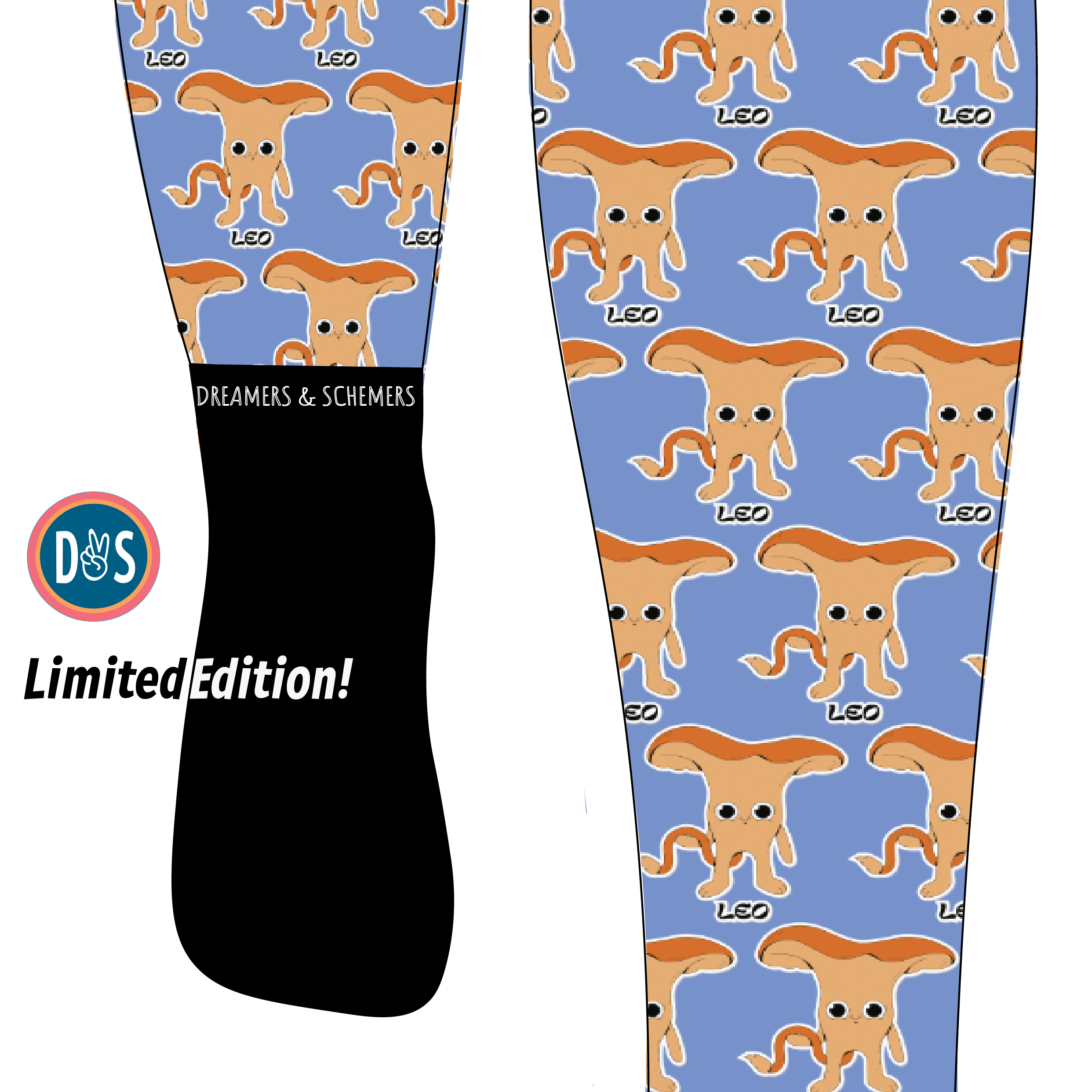 D&S LIMITED EDITION Limited Edition Mushroom Leo Limited Edition Socks equestrian boot socks boot socks thin socks riding socks pattern socks tall socks funny socks knee high socks horse socks horse show socks