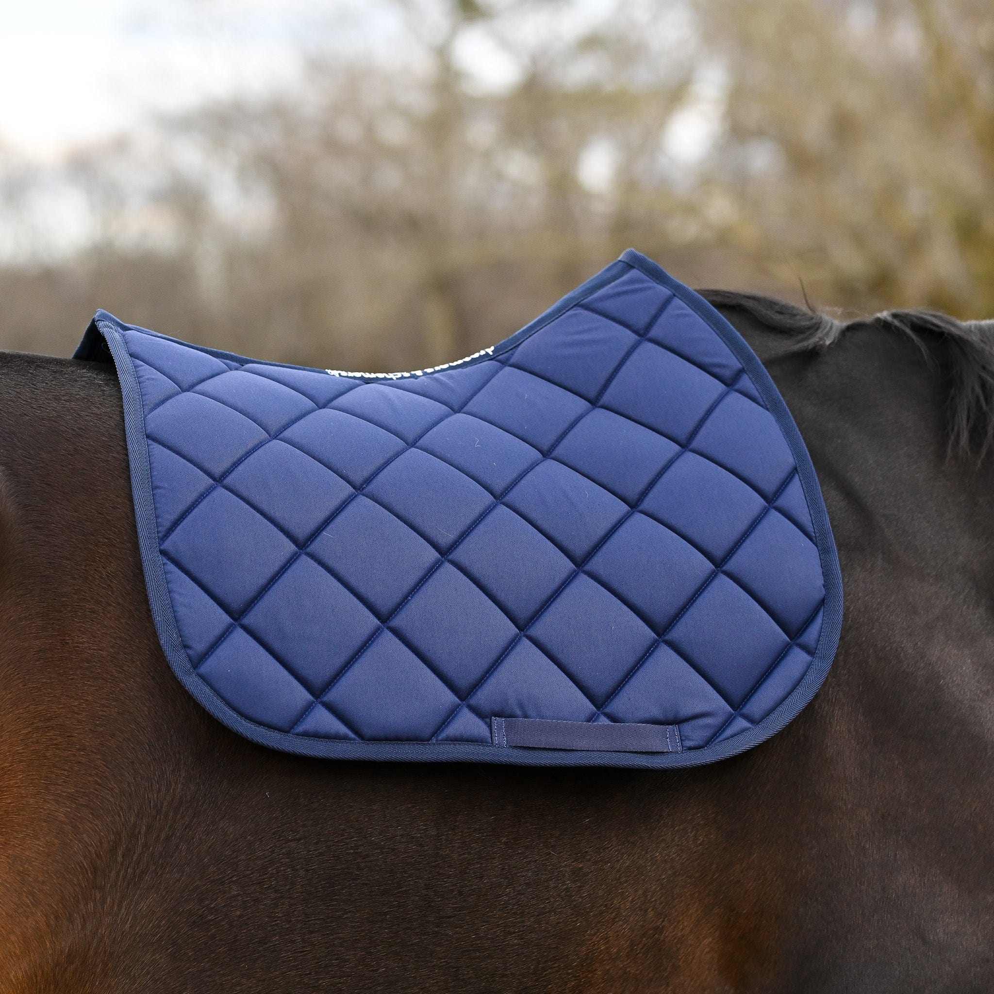 Dreamers & Schemers Navy Blue Saddle Pad – patterned saddle pad, equestrian gift, horseback riding gear from Dreamers & Schemers Saddle Pads