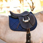 Dreamers & Schemers Navy Blue Saddle Pad – patterned saddle pad, equestrian gift, horseback riding gear from Dreamers & Schemers Saddle Pads