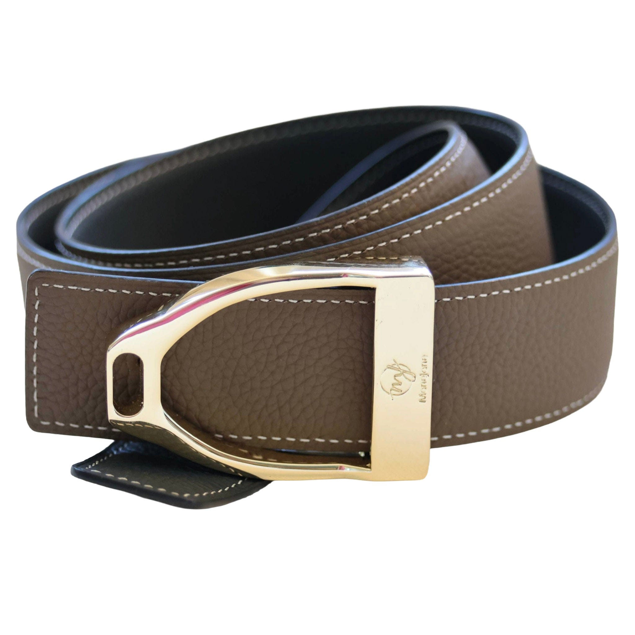 ManeJane Belt Navy/Taupe Reversible Leather Belt Strap equestrian boot socks boot socks thin socks riding socks pattern socks tall socks funny socks knee high socks horse socks horse show socks