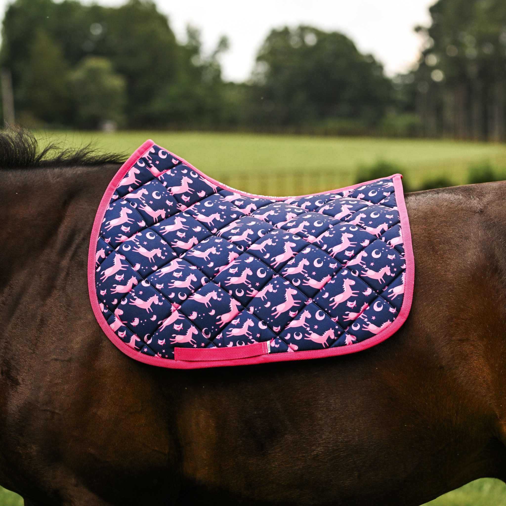 Dreamers & Schemers Neigh-Borhood Saddle Pad – patterned saddle pad, equestrian gift, horseback riding gear from Dreamers & Schemers Saddle Pads