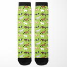 Limited Edition Pony Island Neon Ponies Socks with colorful horse pattern on green background and black cuffs and toes