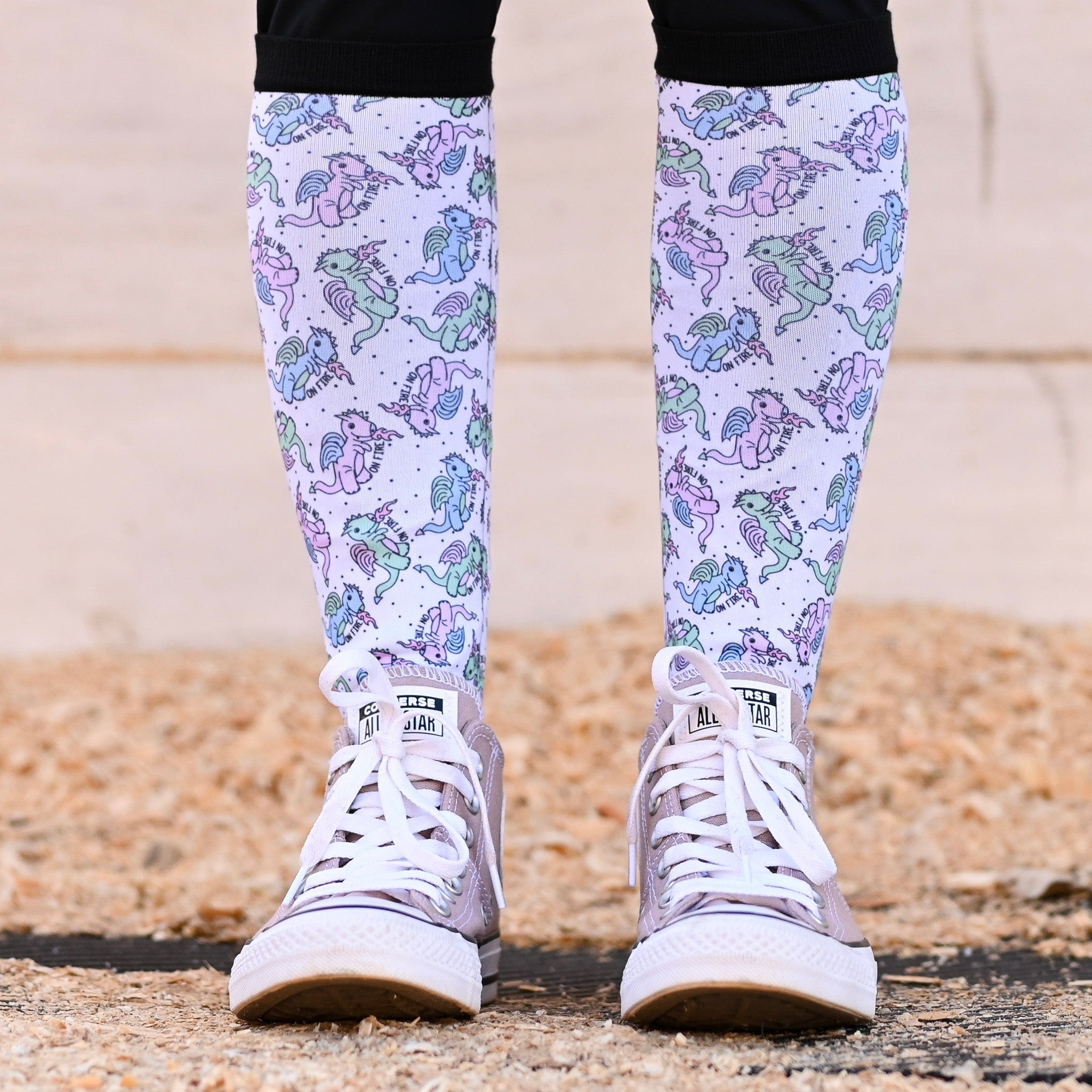 dreamers & schemers Youth Pair & a Spare On Fire (Dragon) Youth Pair & a Spare Socks equestrian boot socks boot socks thin socks riding socks pattern socks tall socks funny socks knee high socks horse socks horse show socks