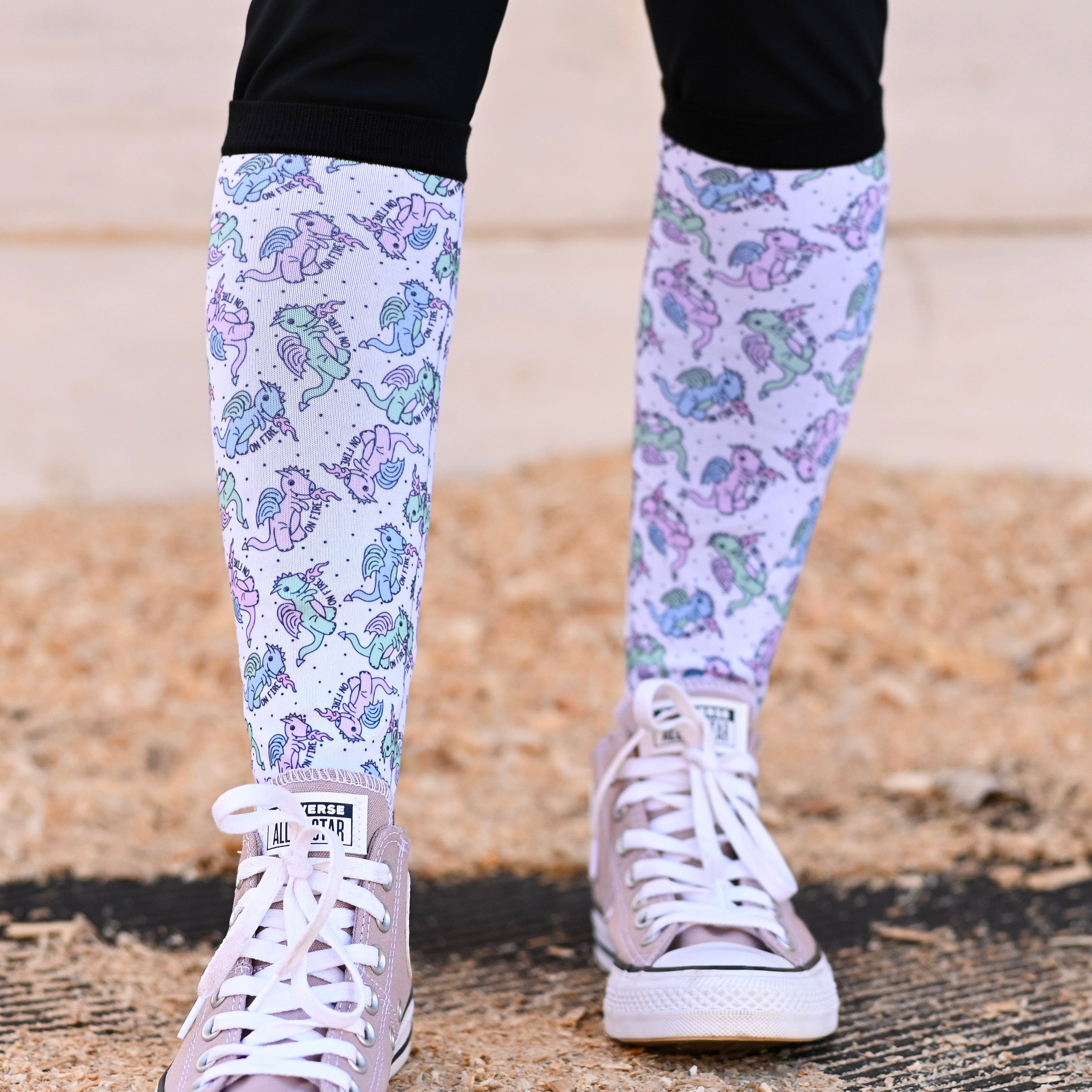 dreamers & schemers Youth Pair & a Spare On Fire (Dragon) Youth Pair & a Spare Socks equestrian boot socks boot socks thin socks riding socks pattern socks tall socks funny socks knee high socks horse socks horse show socks