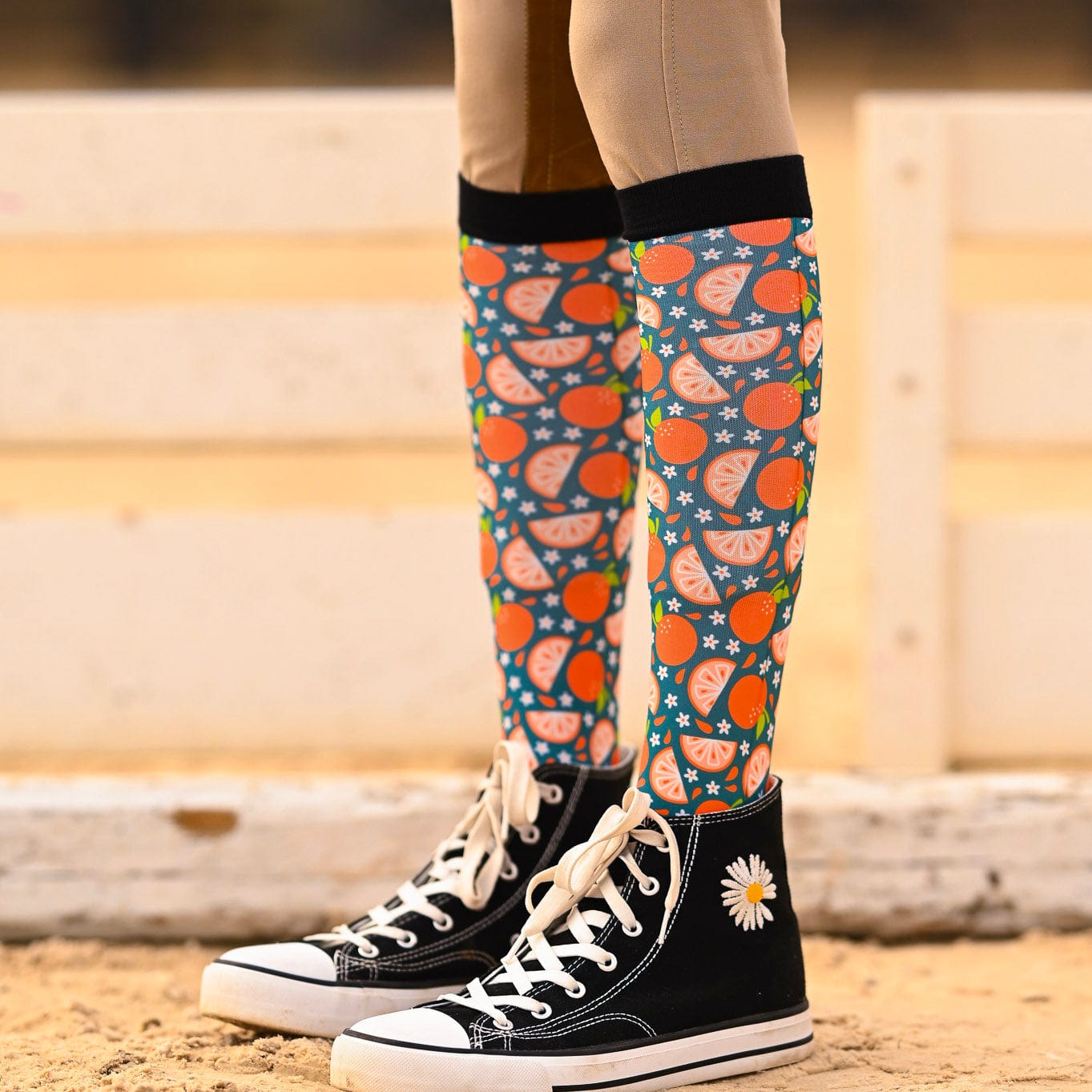 dreamers & schemers Pair & A Spare Orange Crush Pair & a Spare equestrian boot socks boot socks thin socks riding socks pattern socks tall socks funny socks knee high socks horse socks horse show socks