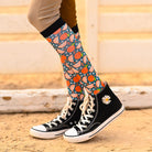 dreamers & schemers Pair & A Spare Orange Crush Pair & a Spare equestrian boot socks boot socks thin socks riding socks pattern socks tall socks funny socks knee high socks horse socks horse show socks