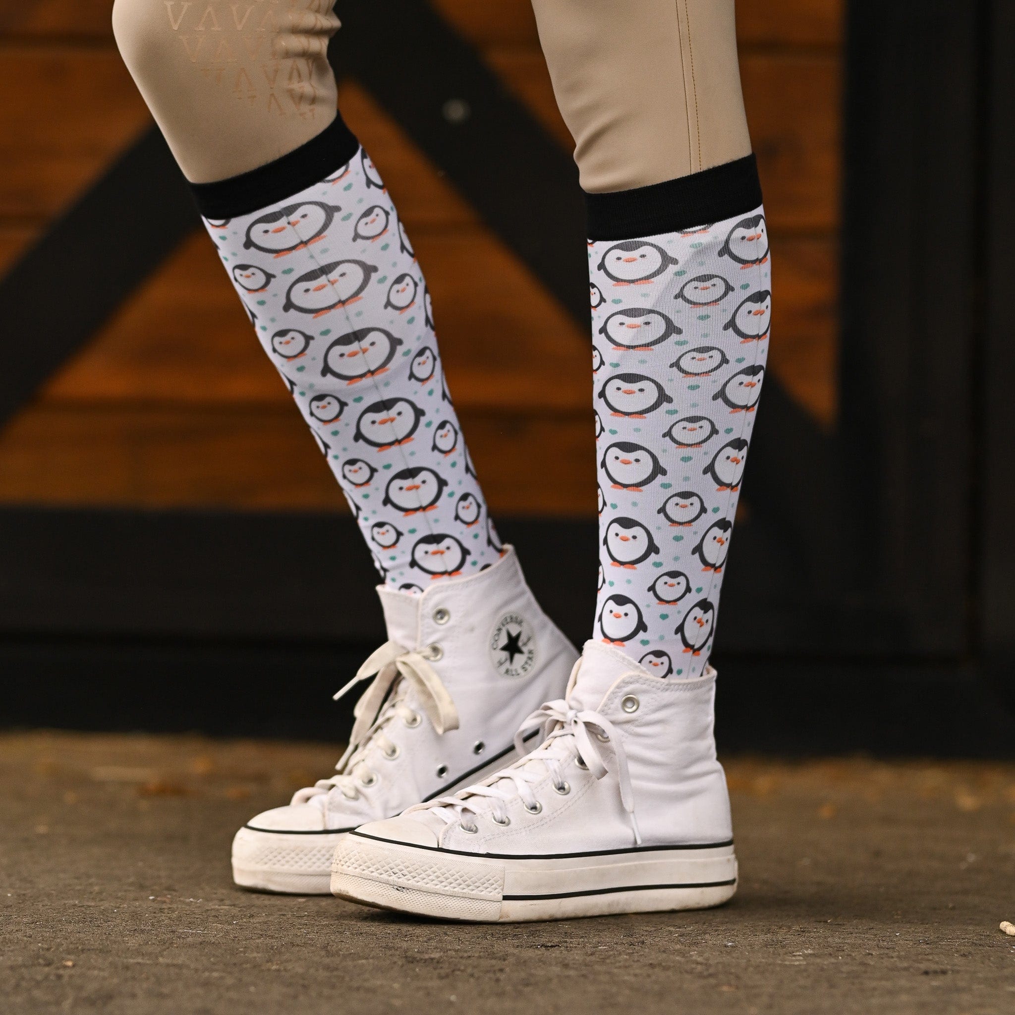 dreamers & schemers Pair & A Spare Penguin Party Pair & a Spare equestrian boot socks boot socks thin socks riding socks pattern socks tall socks funny socks knee high socks horse socks horse show socks