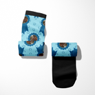 custom blue socks with photo of horse and blue ribbon pattern