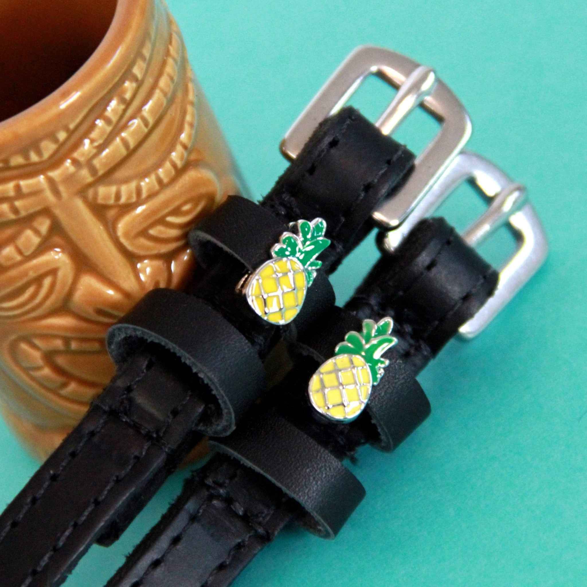 ManeJane Black Spur Straps 14 inch (youth) Pineapple Spur Straps equestrian boot socks boot socks thin socks riding socks pattern socks tall socks funny socks knee high socks horse socks horse show socks