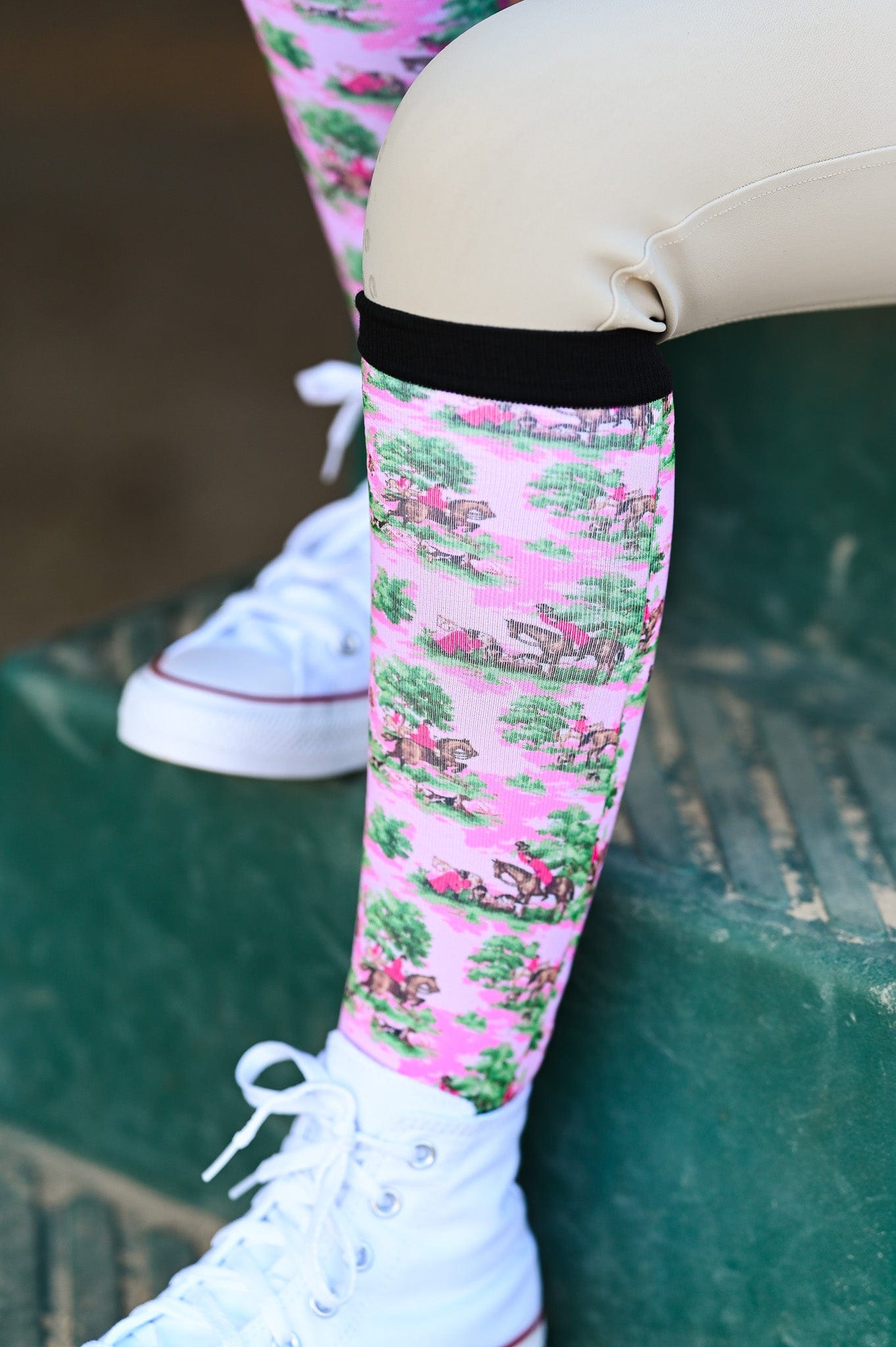 dreamers & schemers Pair & A Spare Pony Mac Pink Tally Ho Pair & a Spare equestrian boot socks boot socks thin socks riding socks pattern socks tall socks funny socks knee high socks horse socks horse show socks