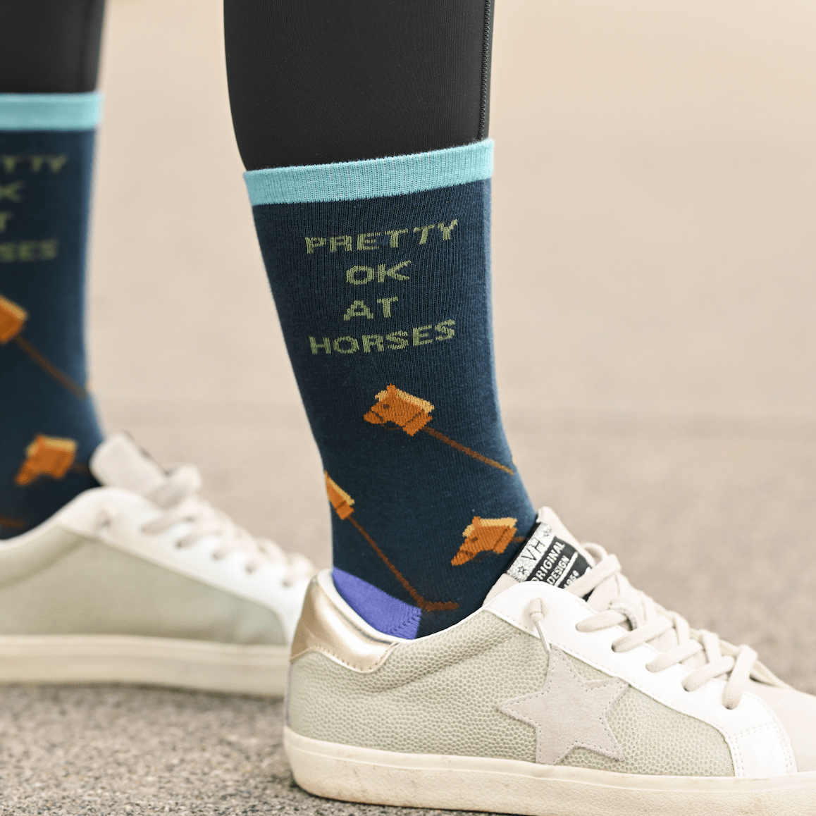 dreamers & schemers Crew Sock Pretty OK Crew Socks equestrian boot socks boot socks thin socks riding socks pattern socks tall socks funny socks knee high socks horse socks horse show socks