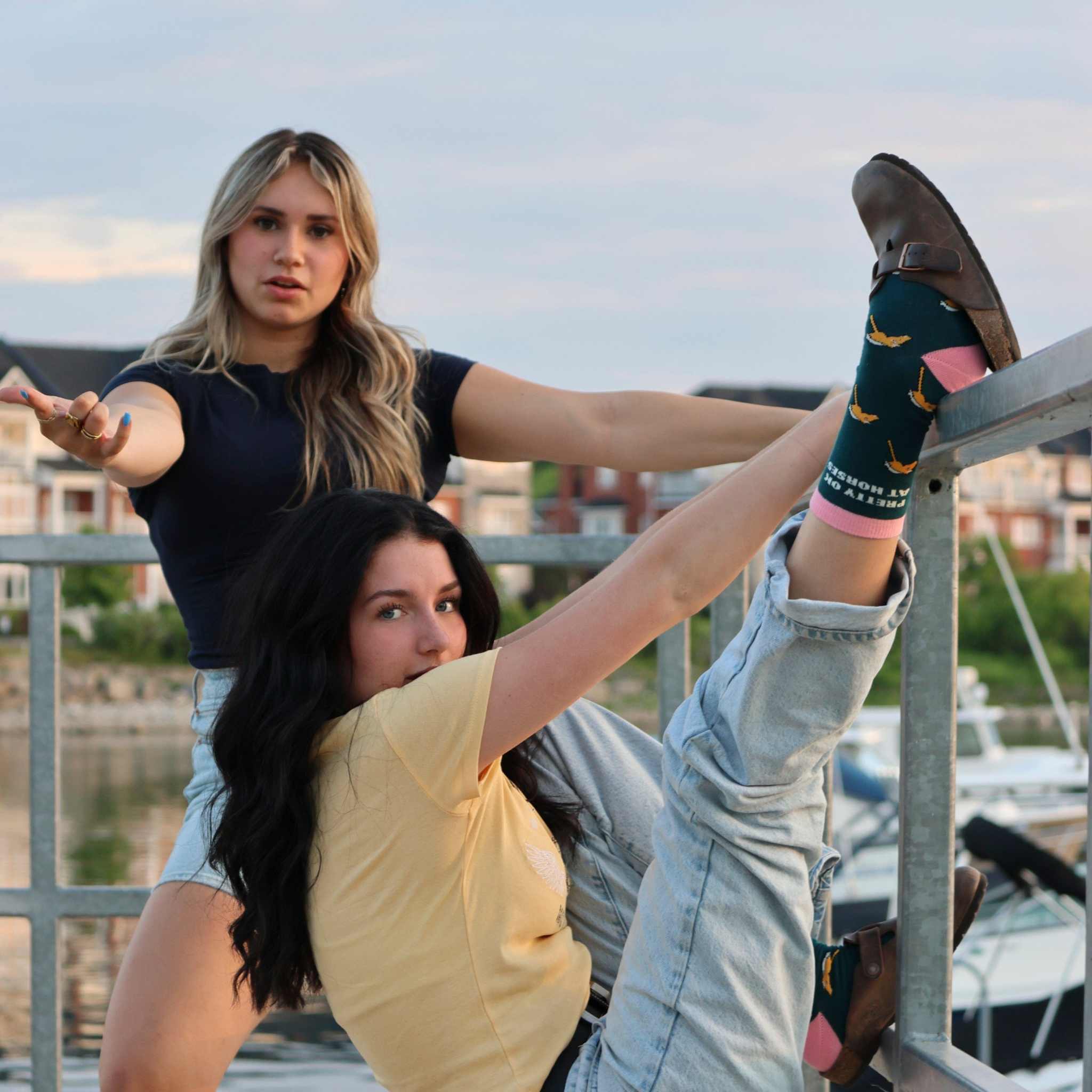 dreamers & schemers Crew Socks Pretty OK Crew Socks equestrian boot socks boot socks thin socks riding socks pattern socks tall socks funny socks knee high socks horse socks horse show socks