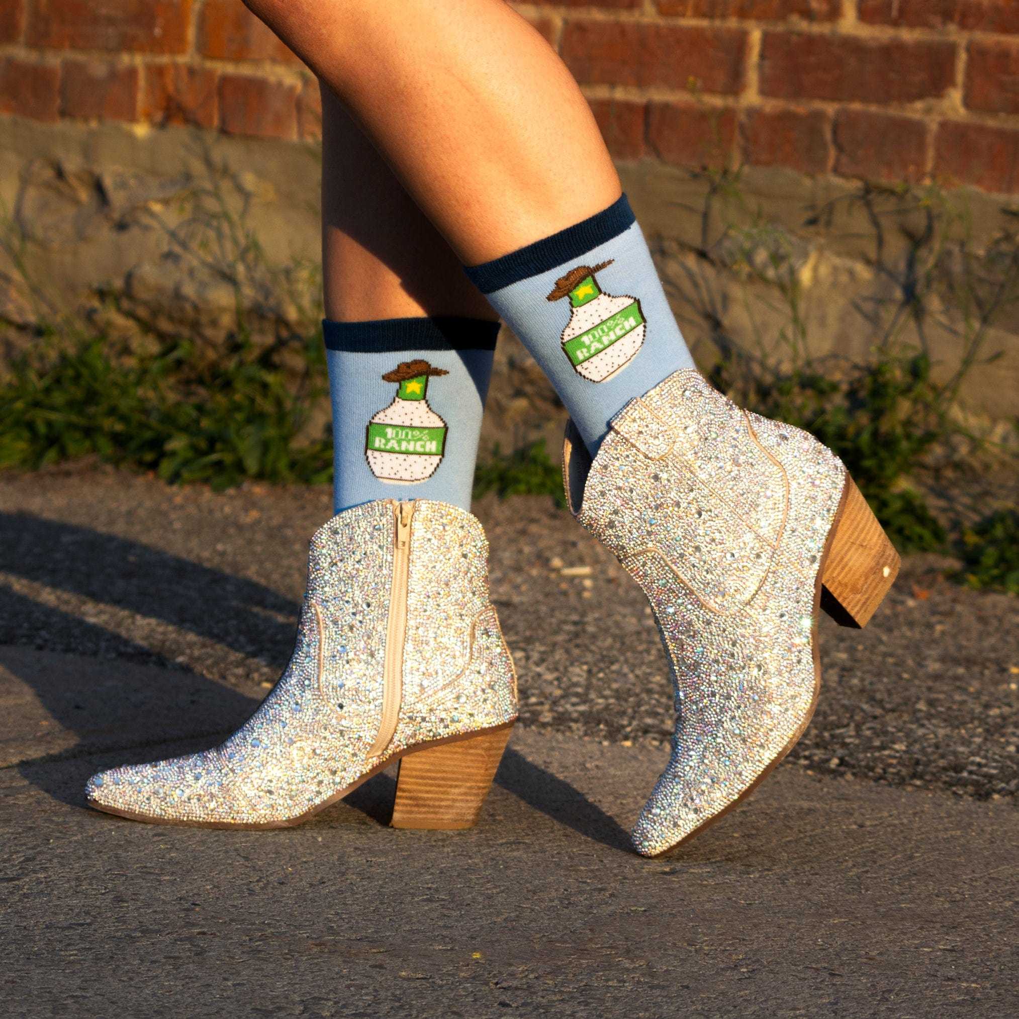 dreamers & schemers Crew Socks Ranch Dressing Crew Socks equestrian boot socks boot socks thin socks riding socks pattern socks tall socks funny socks knee high socks horse socks horse show socks