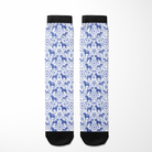 Limited Edition Pony Island Dala Horses Socks with blue folk-art pony pattern and black accents