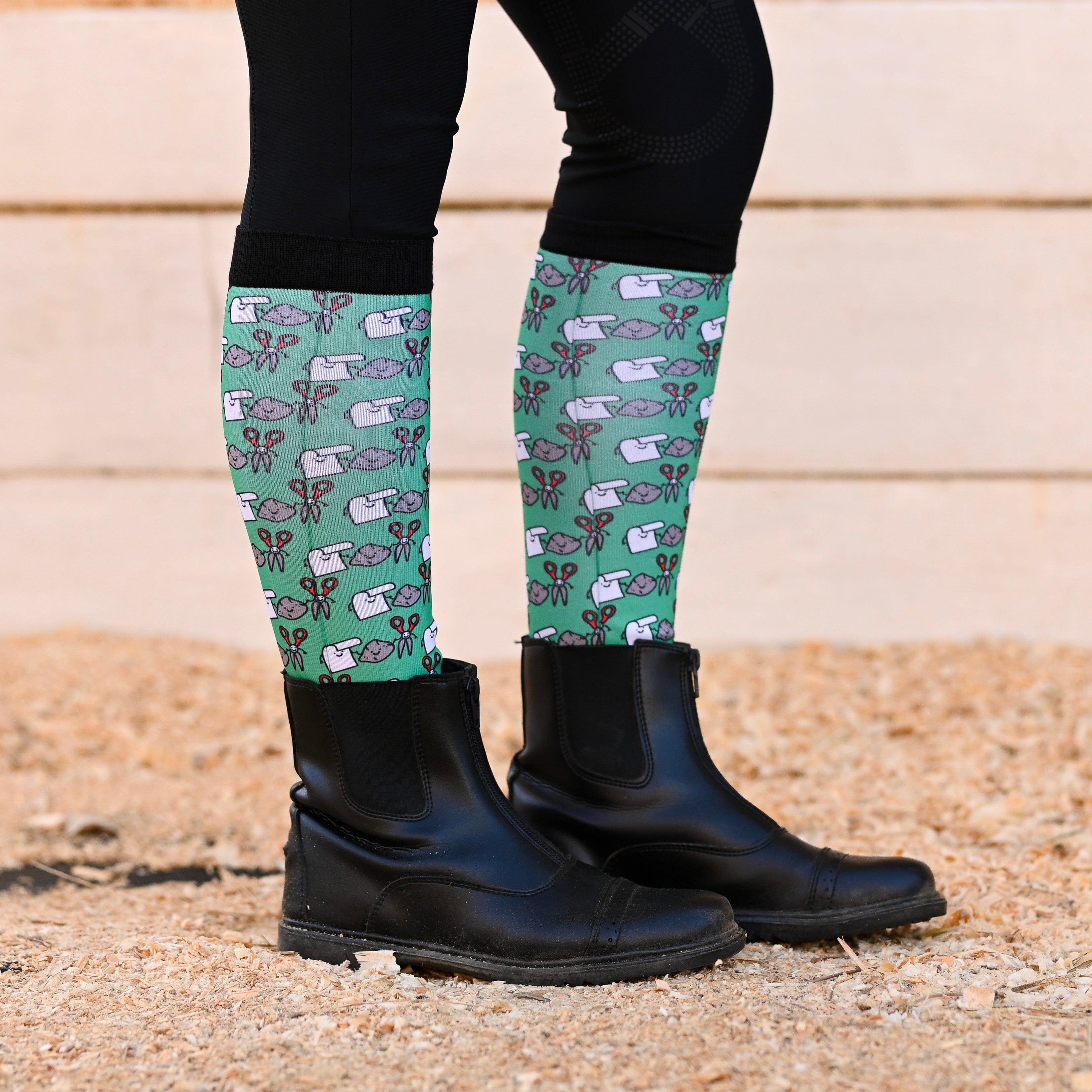 dreamers & schemers Pair & A Spare Rock Paper Scissors Pair & a Spare Socks equestrian boot socks boot socks thin socks riding socks pattern socks tall socks funny socks knee high socks horse socks horse show socks