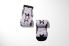 Custom Solo socks with blue horseshoes and horse face pattern
