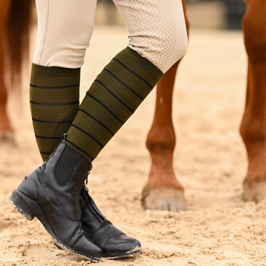 dreamers & schemers Knit Socks Simple Stripe Knit Socks - Sage w/ Black equestrian boot socks boot socks thin socks riding socks pattern socks tall socks funny socks knee high socks horse socks horse show socks