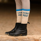 dreamers & schemers Crew Socks Cream/Blue Stall Rest New Crew Socks equestrian boot socks boot socks thin socks riding socks pattern socks tall socks funny socks knee high socks horse socks horse show socks