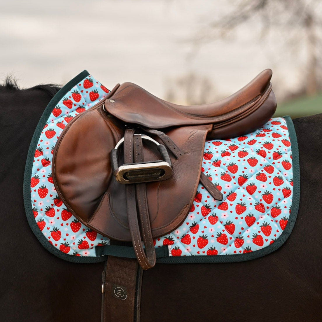 dreamers & schemers Saddle Pad Full Strawberry Saddle Pad equestrian boot socks boot socks thin socks riding socks pattern socks tall socks funny socks knee high socks horse socks horse show socks
