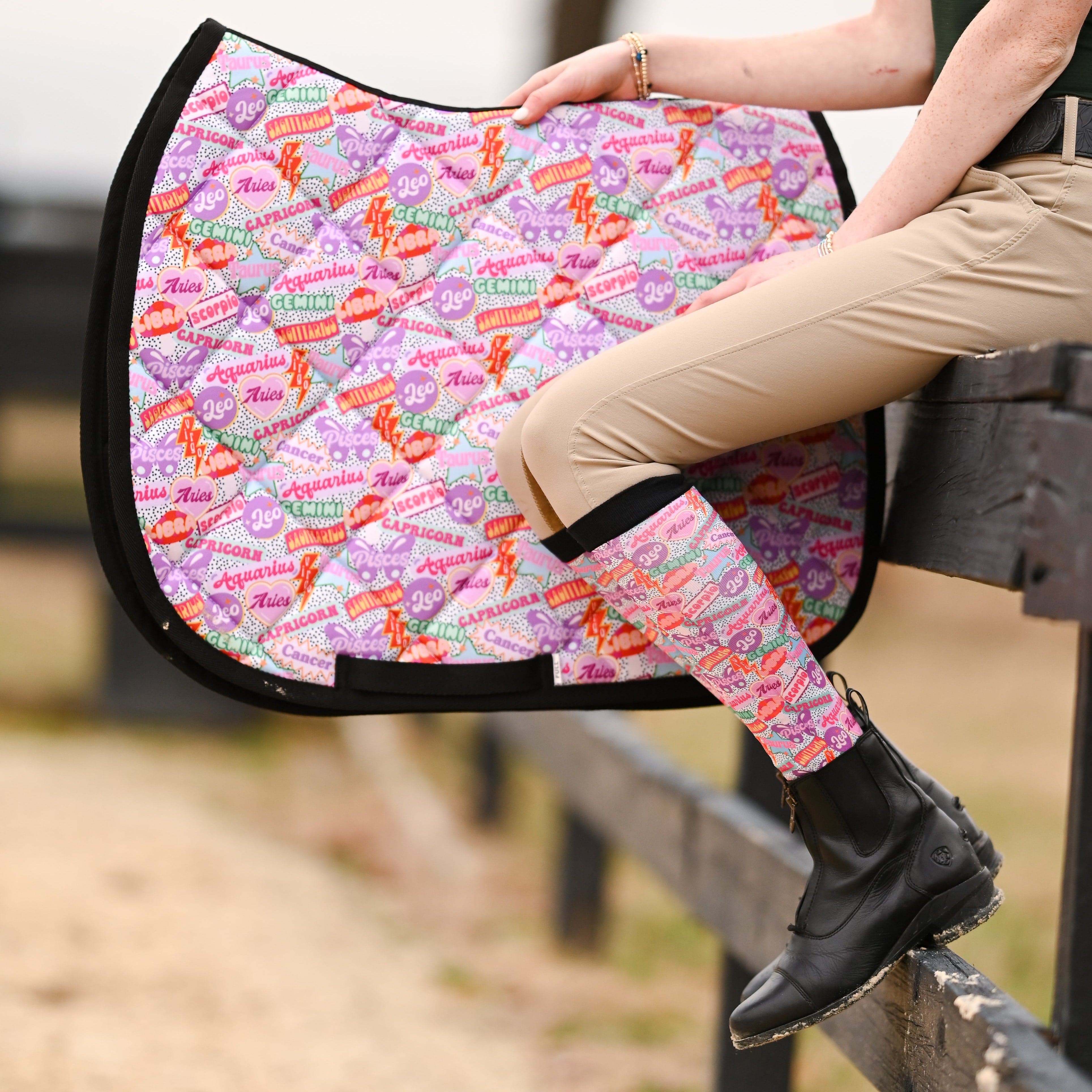 dreamers & schemers Saddle Pad Sun Signs Saddle Pad equestrian boot socks boot socks thin socks riding socks pattern socks tall socks funny socks knee high socks horse socks horse show socks