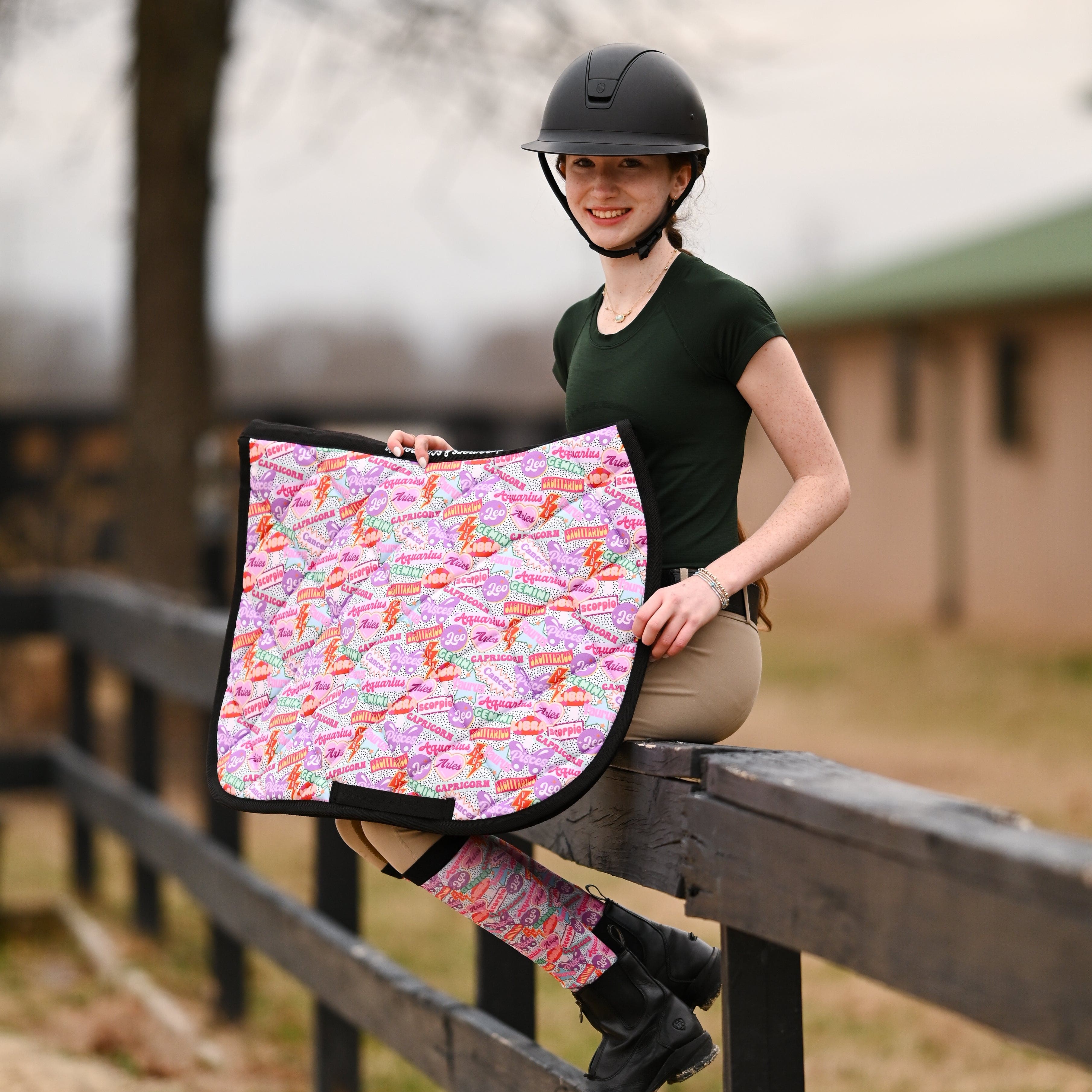 dreamers & schemers Saddle Pad Sun Signs Saddle Pad equestrian boot socks boot socks thin socks riding socks pattern socks tall socks funny socks knee high socks horse socks horse show socks