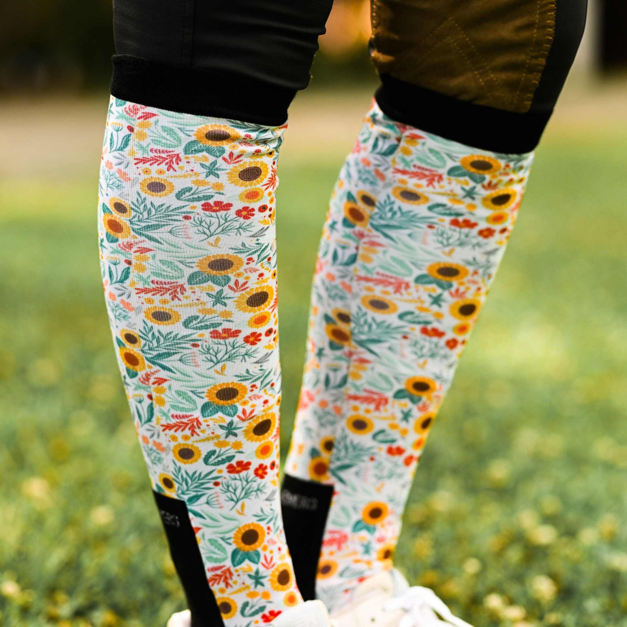 dreamers & schemers Pair & A Spare Sunflower Fields Pair & A Spare Socks equestrian boot socks boot socks thin socks riding socks pattern socks tall socks funny socks knee high socks horse socks horse show socks
