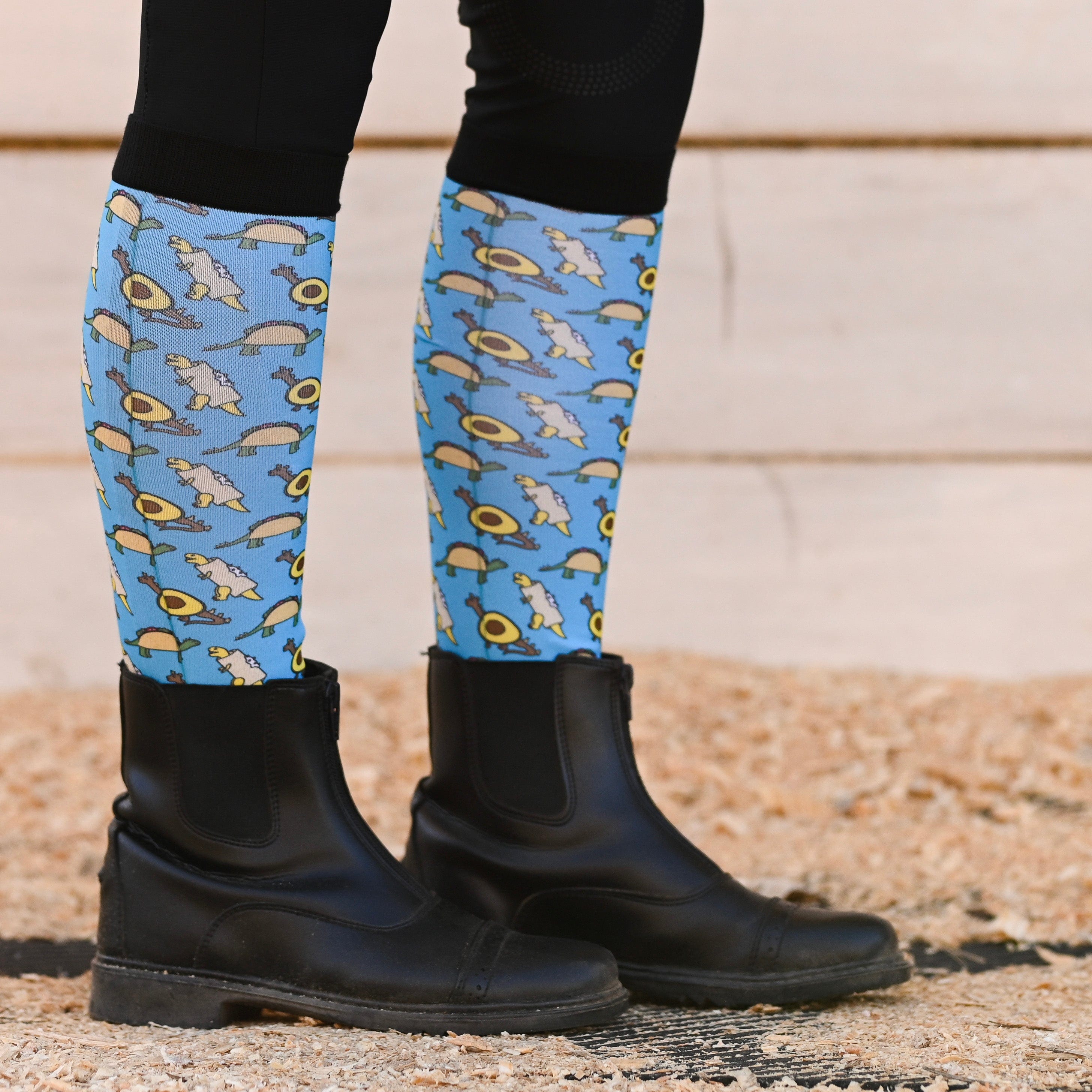 dreamers & schemers Pair & A Spare Taco Saur Pair & a Spare Socks equestrian boot socks boot socks thin socks riding socks pattern socks tall socks funny socks knee high socks horse socks horse show socks