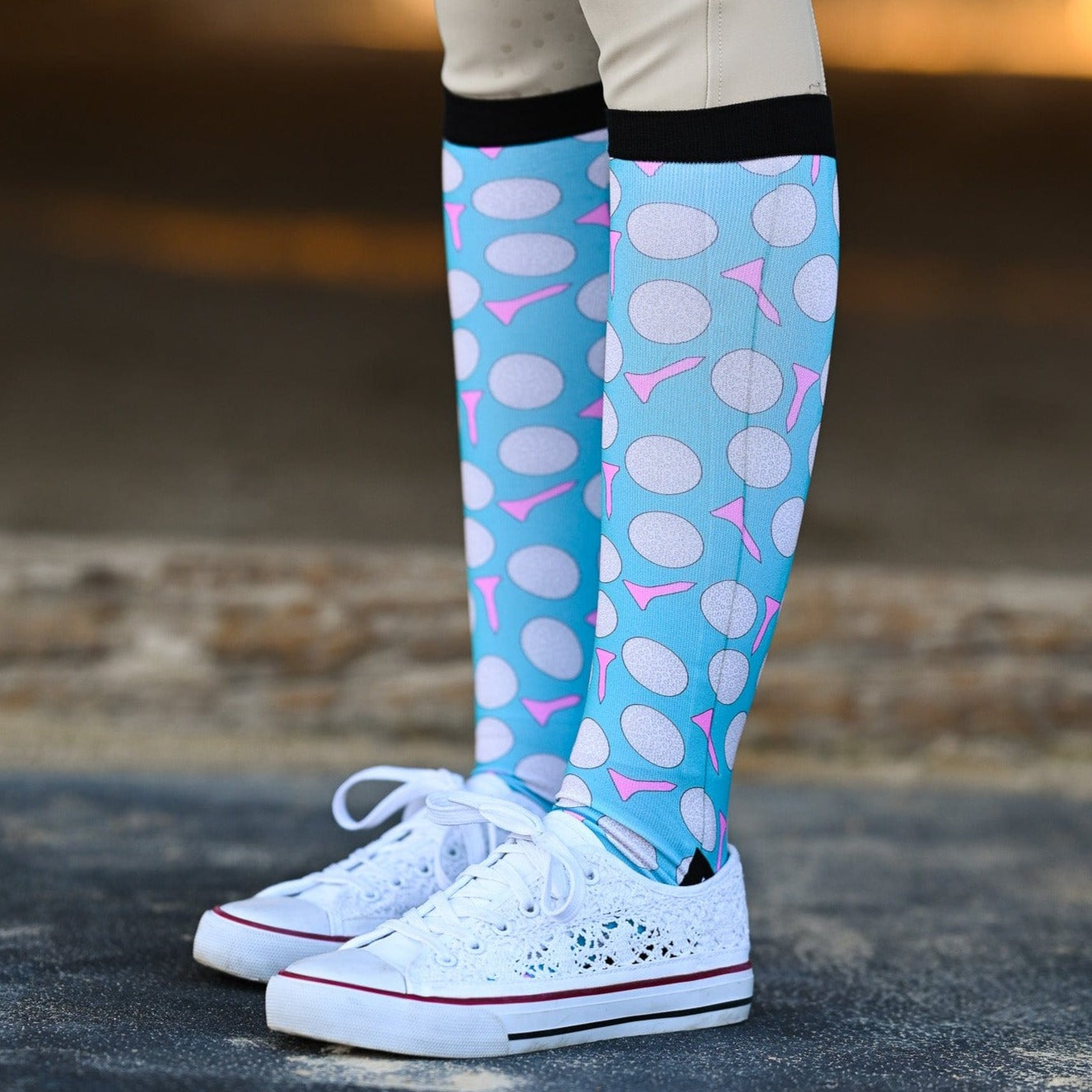 dreamers & schemers Pair & A Spare Tee'd Off Pair & a Spare equestrian boot socks boot socks thin socks riding socks pattern socks tall socks funny socks knee high socks horse socks horse show socks