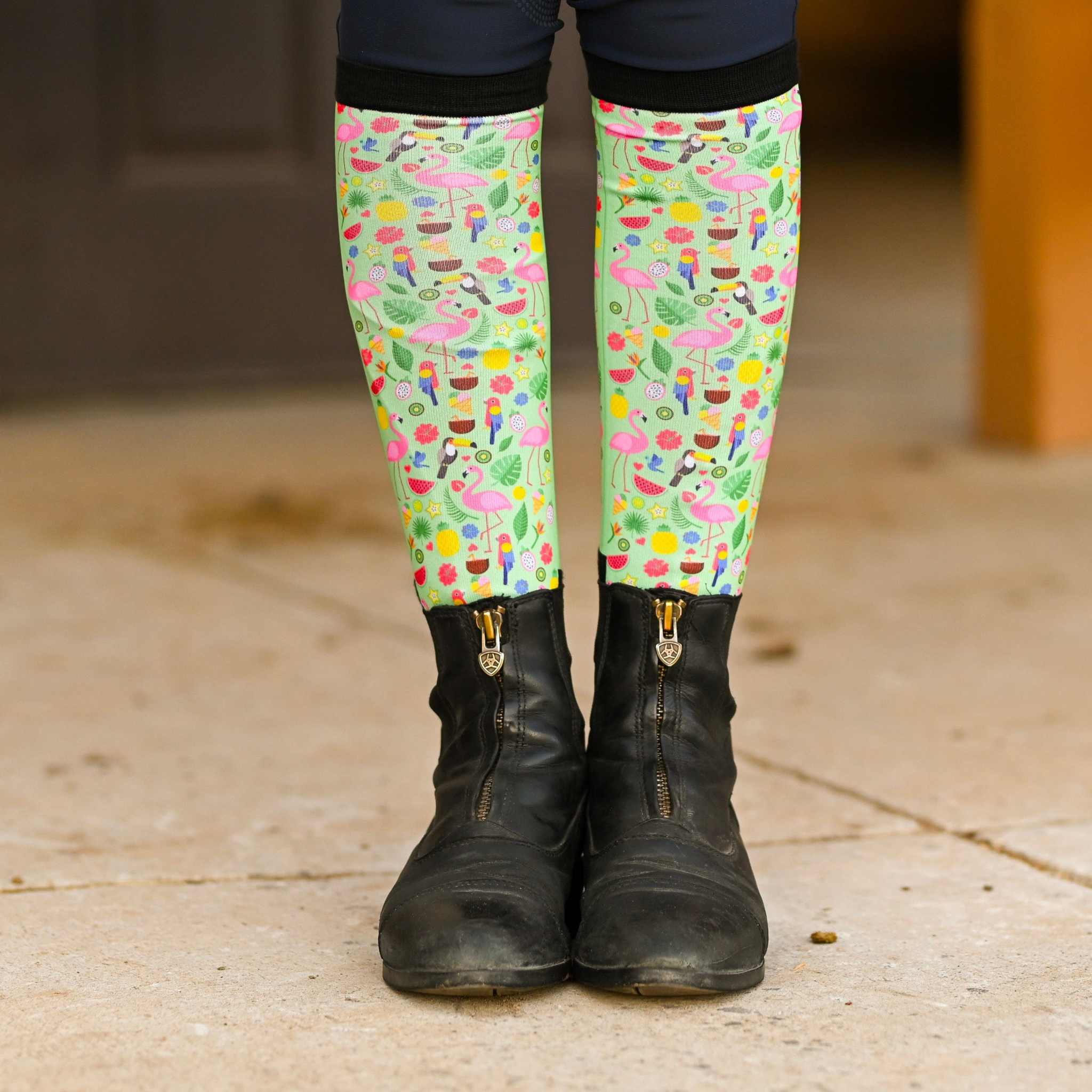 dreamers & schemers Youth Pair & a Spare Tropic Like it's Hot Youth Pair & a Spare Socks equestrian boot socks boot socks thin socks riding socks pattern socks tall socks funny socks knee high socks horse socks horse show socks
