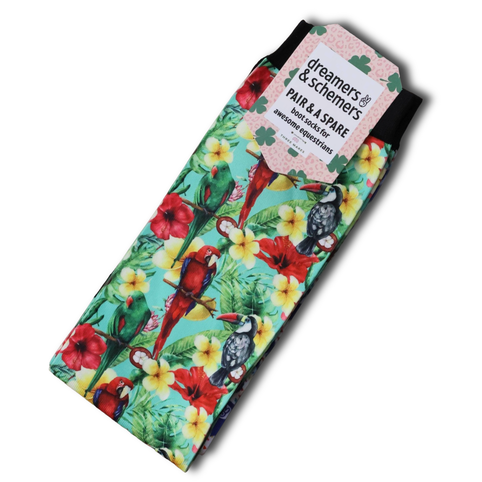 Tropical Dreamin' Pair & a Spare equestrian boot socks with tropical palm paradise, by Dreamers & Schemers