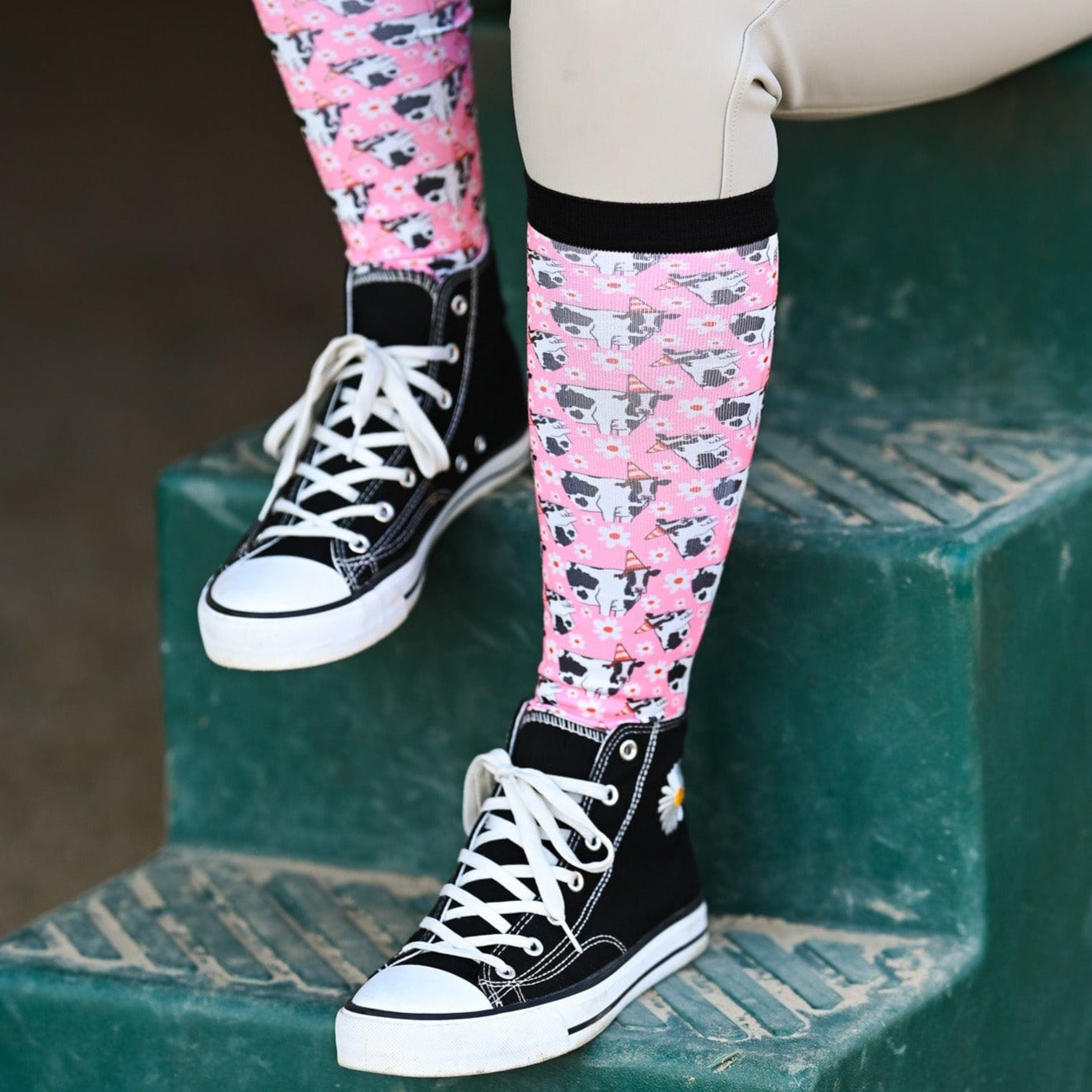 dreamers & schemers Pair & A Spare Udder Chaos Pair & a Spare equestrian boot socks boot socks thin socks riding socks pattern socks tall socks funny socks knee high socks horse socks horse show socks