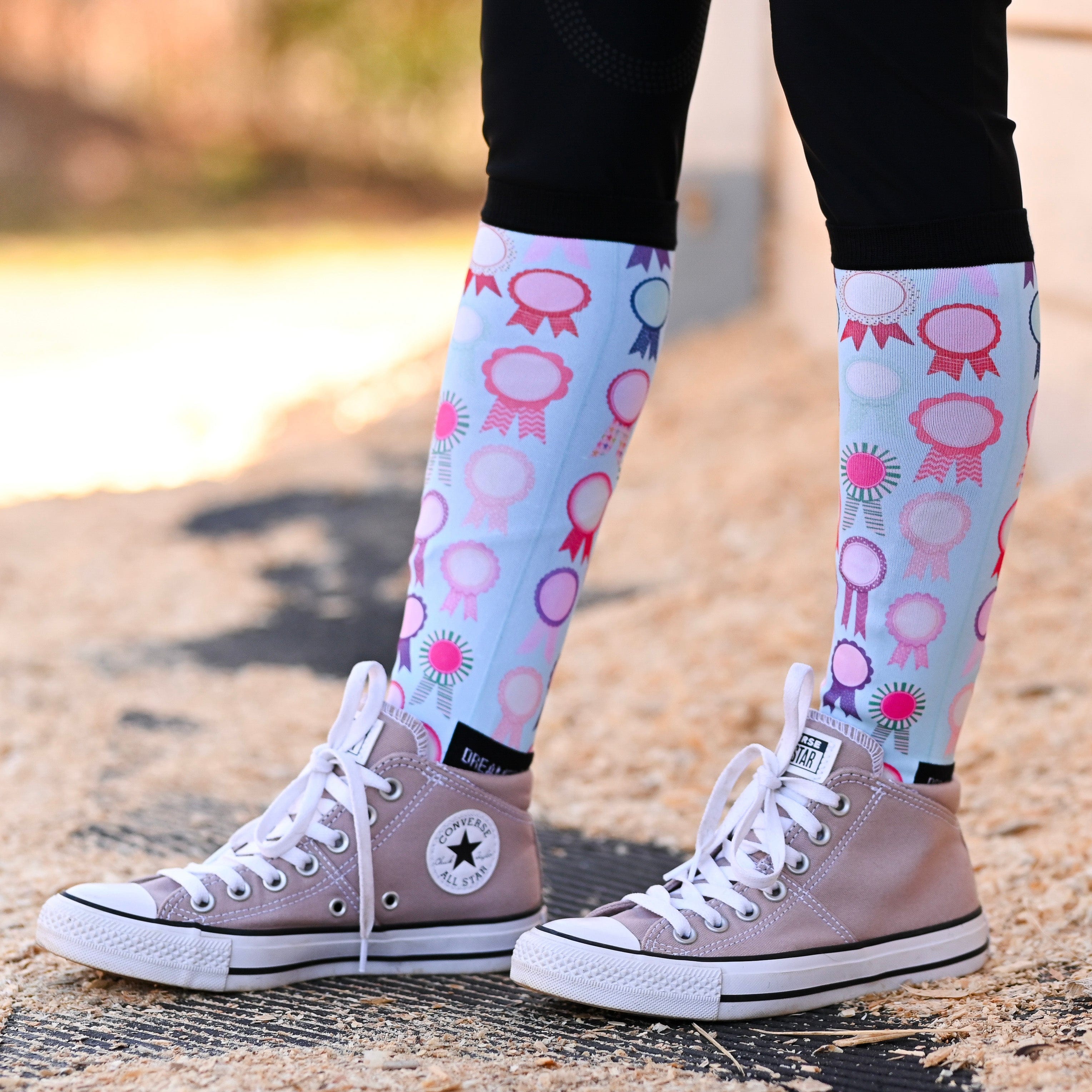 dreamers & schemers Pair & A Spare Vintage Ribbons Pair & a Spare Socks equestrian boot socks boot socks thin socks riding socks pattern socks tall socks funny socks knee high socks horse socks horse show socks