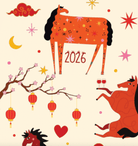 Year of the Horse black top boot socks with spare pair in pack of three